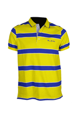 Men's striped collared short-sleeved cotton polo shirt - lemon yellow