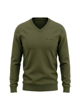 Viva - Khaki | Finoman kötött v-nyakú pulóver (khaki)