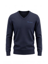 Viva - Navyblue | Finoman kötött v-nyakú pulóver (sötétkék)