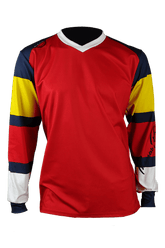 Men's V-neck long-sleeved technical sports t-shirt - red