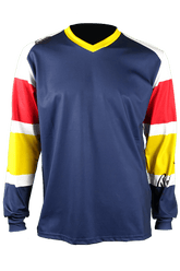 Men's V-neck long-sleeved technical sports t-shirt - blue