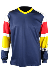 Men's V-neck long-sleeved technical sports t-shirt - blue