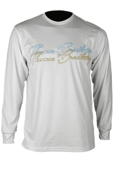 Embroidered plain o-neck long-sleeved t-shirt - white