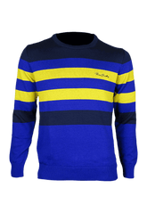 Men's striped crew neck cotton sweater