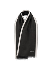 Linescarf - BlackWhite | Szegélysávos kasmír sál (fekete, fehér)