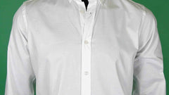 Egyszínű hosszúujjú legombolható galléros férfi oxford pamut ing - fehér