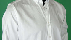 Egyszínű hosszúujjú legombolható galléros férfi oxford pamut ing - fehér