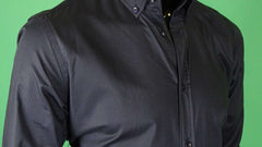 Egyszínű hosszúujjú legombolható galléros férfi oxford pamut ing - sötétkék