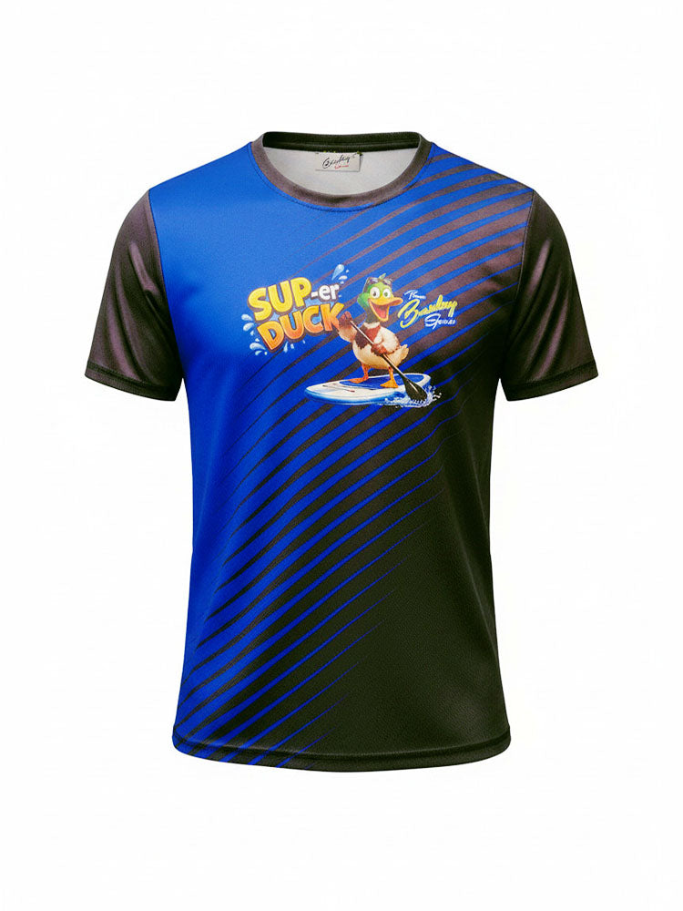 O-nyakú sport printelt rövid ujjú technikai unisex póló