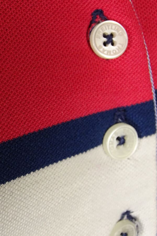 Women's striped collared short-sleeved cotton polo shirt - red