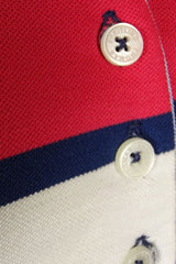 Women's striped collared short-sleeved cotton polo shirt - red