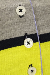 Women's striped collared short-sleeved cotton polo shirt - lemon yellow