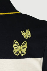 Women's striped collared short-sleeved cotton polo shirt - lemon yellow