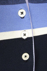 Women's striped collared short-sleeved cotton polo shirt - blue