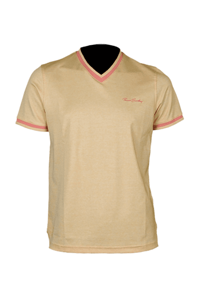 Men's plain v-neck short-sleeved t-shirt - peach