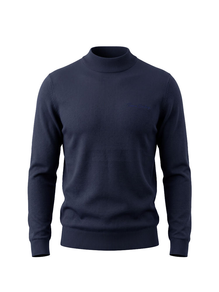 Turti - Navyblue | Finoman kötött garbó pulóver (sötétkék)