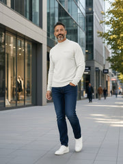 Turti - White | Finoman kötött garbó pulóver (fehér)