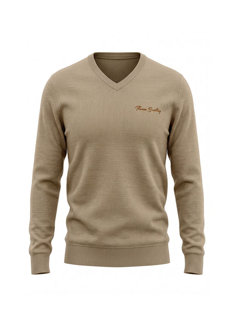 Viva - Beige | Finoman kötött v-nyakú pulóver (bézs)