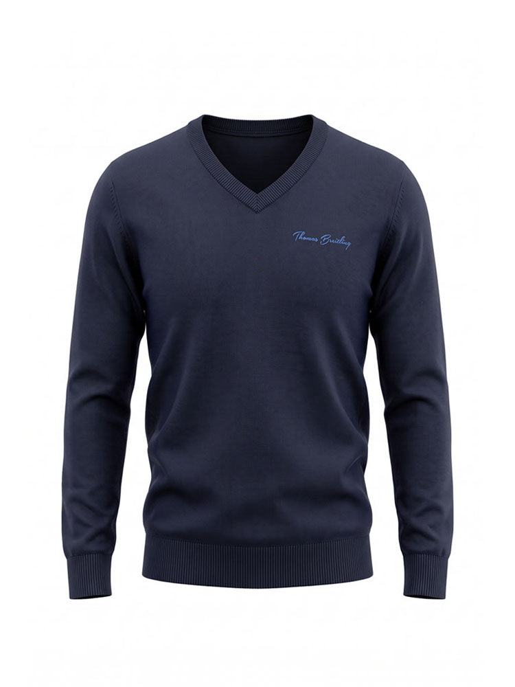 Viva - Navyblue | Finoman kötött v-nyakú pulóver (sötétkék)