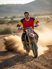 Men's V-neck long-sleeved technical sports t-shirt - red