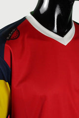 Men's V-neck long-sleeved technical sports t-shirt - red