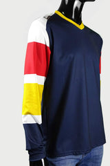 Men's V-neck long-sleeved technical sports t-shirt - blue
