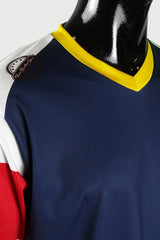 Men's V-neck long-sleeved technical sports t-shirt - blue