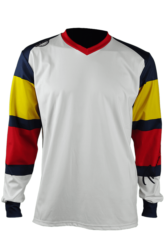 Men's V-neck long-sleeved technical sports t-shirt - white