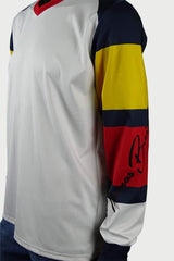 Men's V-neck long-sleeved technical sports t-shirt - white