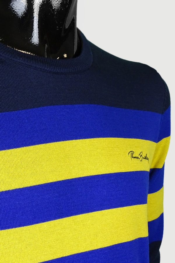 Men's striped crew neck cotton sweater