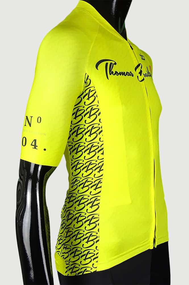 Limited edition, numbered cycling pro jersey and bib cargo shorts set - lemon yellow