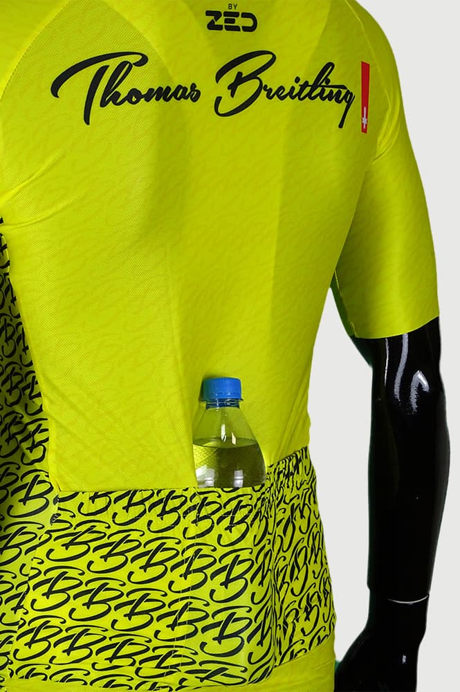 Limited edition, numbered cycling pro jersey and bib cargo shorts set - lemon yellow