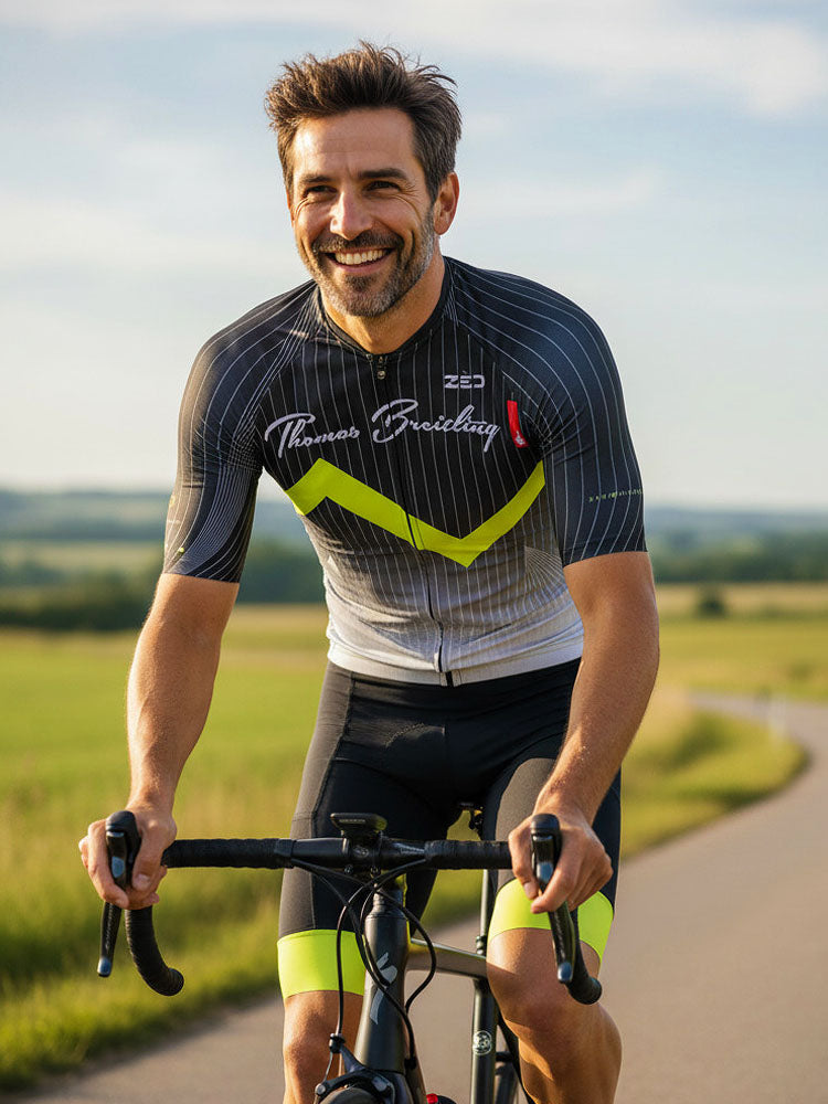 Limited edition, numbered cycling pro jersey and bib cargo shorts set - black