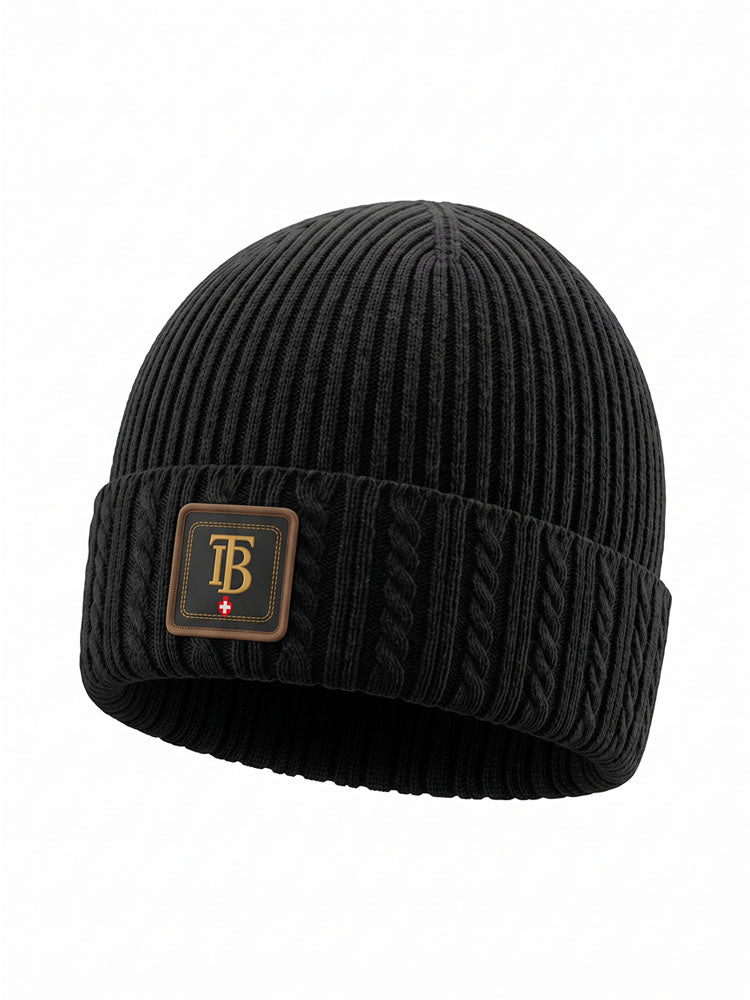 Beanie One - Black | Kötött anyagában mintás beanie sapka (fekete)