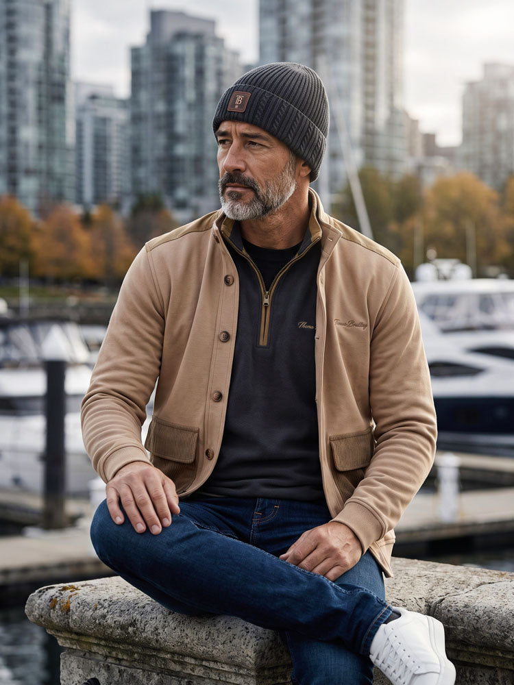 Beanie One - Darkgray | Kötött anyagában mintás beanie sapka (szürke)