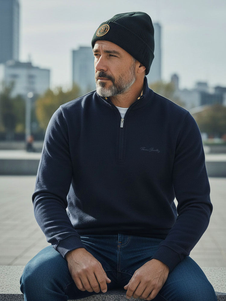 Beanie Three - Black | Kötött basic beanie sapka (fekete)