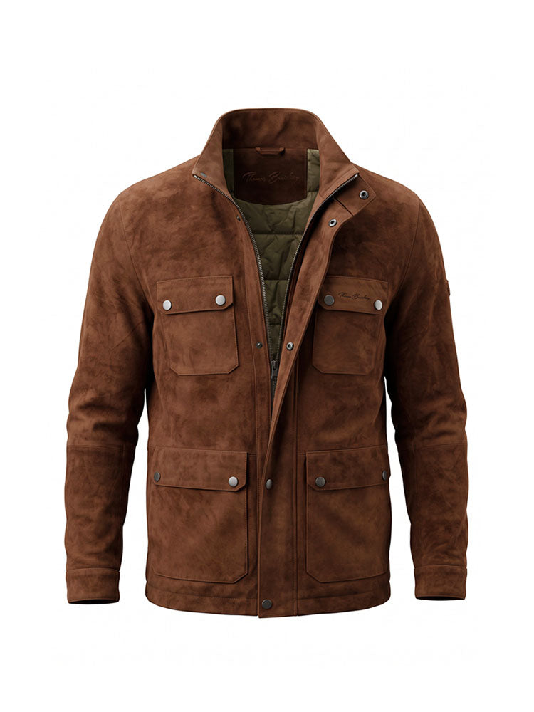 Field - Brown | Állógalléros kecskevelúr bőrkabát (barna)