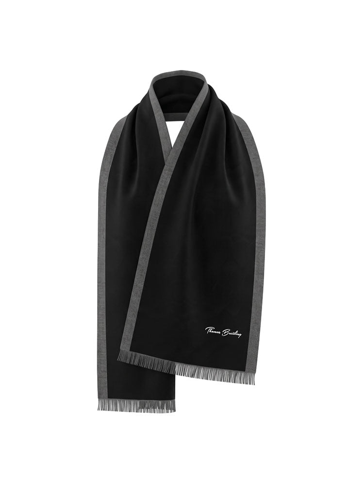 Linescarf - BlackGray | Szegélysávos kasmír sál (fekete, szürke)
