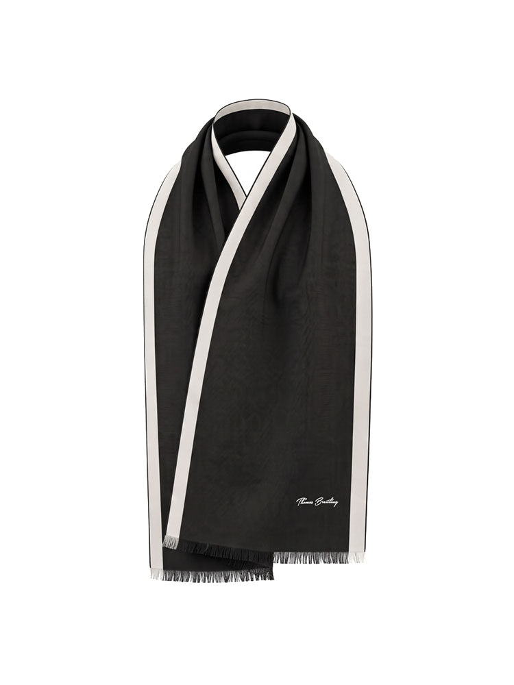 Linescarf - BlackWhite | Szegélysávos kasmír sál (fekete, fehér)