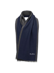 Linescarf - BlueGray | Szegélysávos kasmír sál (kék, szürke)