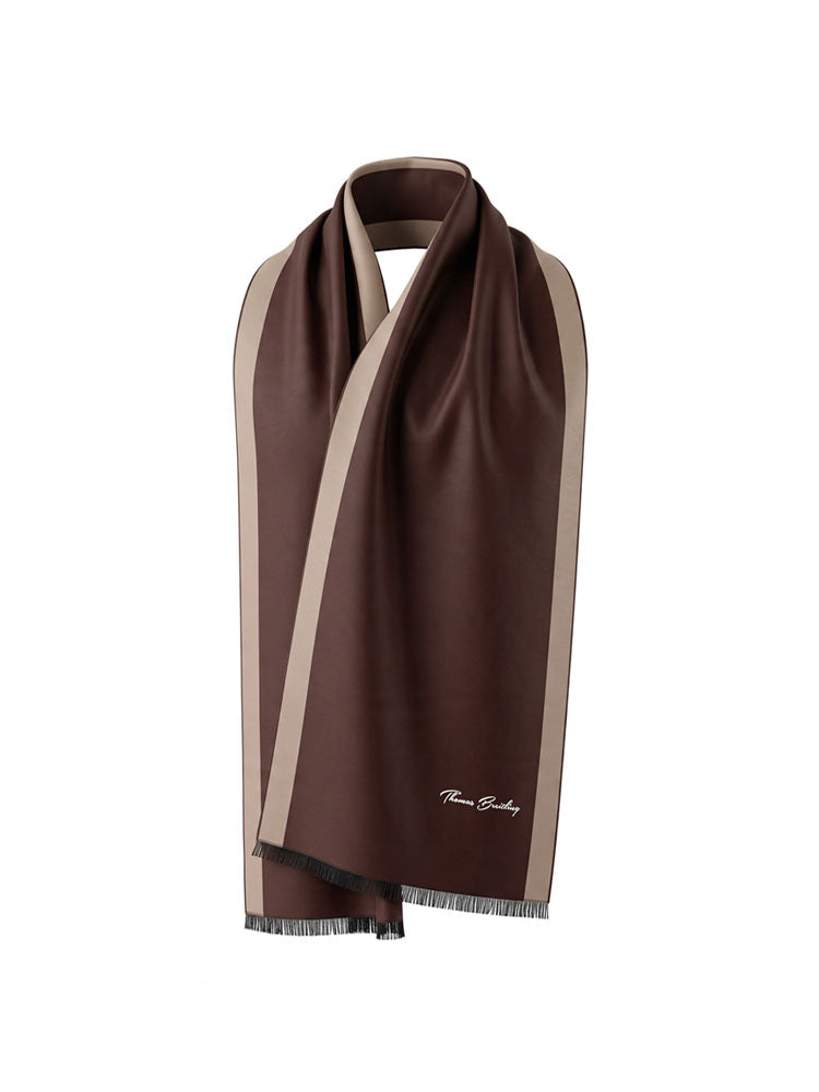 Linescarf - BrownBeige | Szegélysávos kasmír sál (barna, bézs)