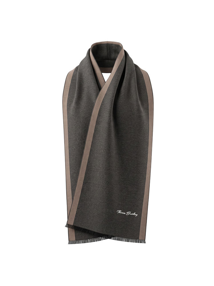 Linescarf - GrayBeige | Szegélysávos kasmír sál (szürke, bézs)
