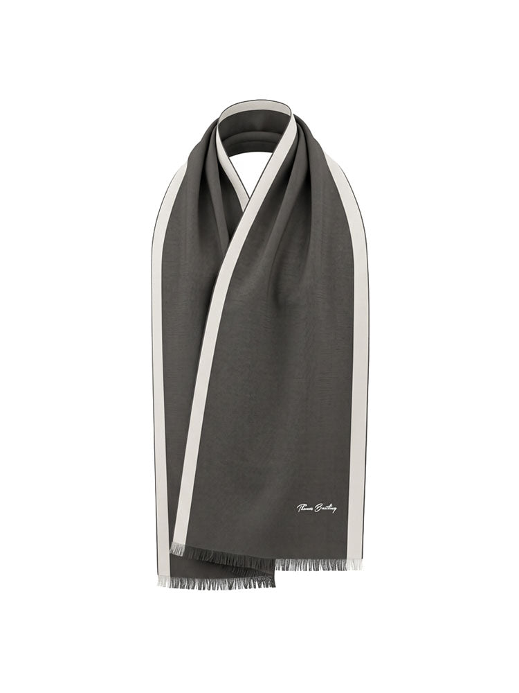 Linescarf - GrayWhite | Szegélysávos kasmír sál (szürke, fehér)